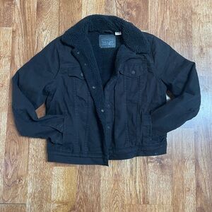 Levi's Black Jean Jacket with Sherpa Lining